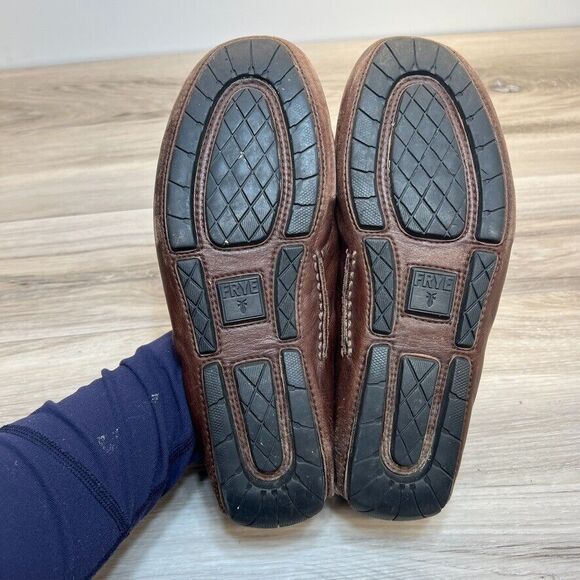 Frye West Woven Driver Mens Size 8.5 Brown Casual Slip On Driving Shoes Loafers - Picture 8 of 10